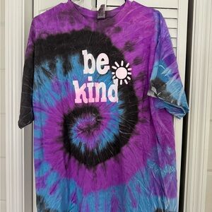 Tie-Dye Be Kind Shirt - Purple, Blue, and Black